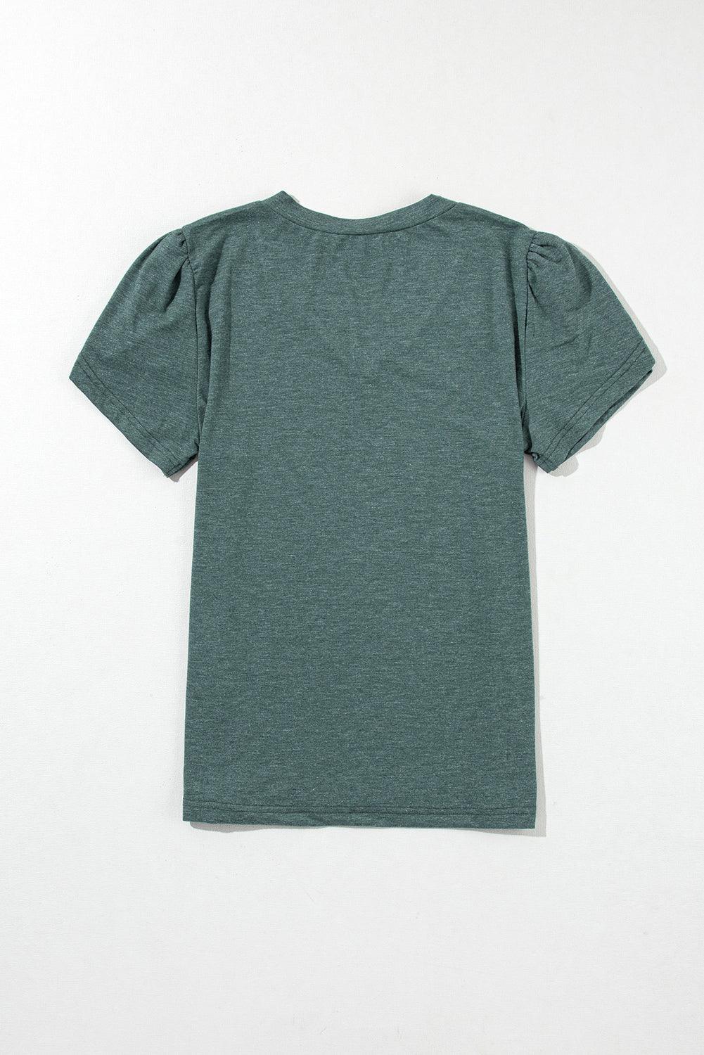 Mist Green Fashion Petal Sleeve V Neck T Shirt - SMG Designs & Apparel LLC