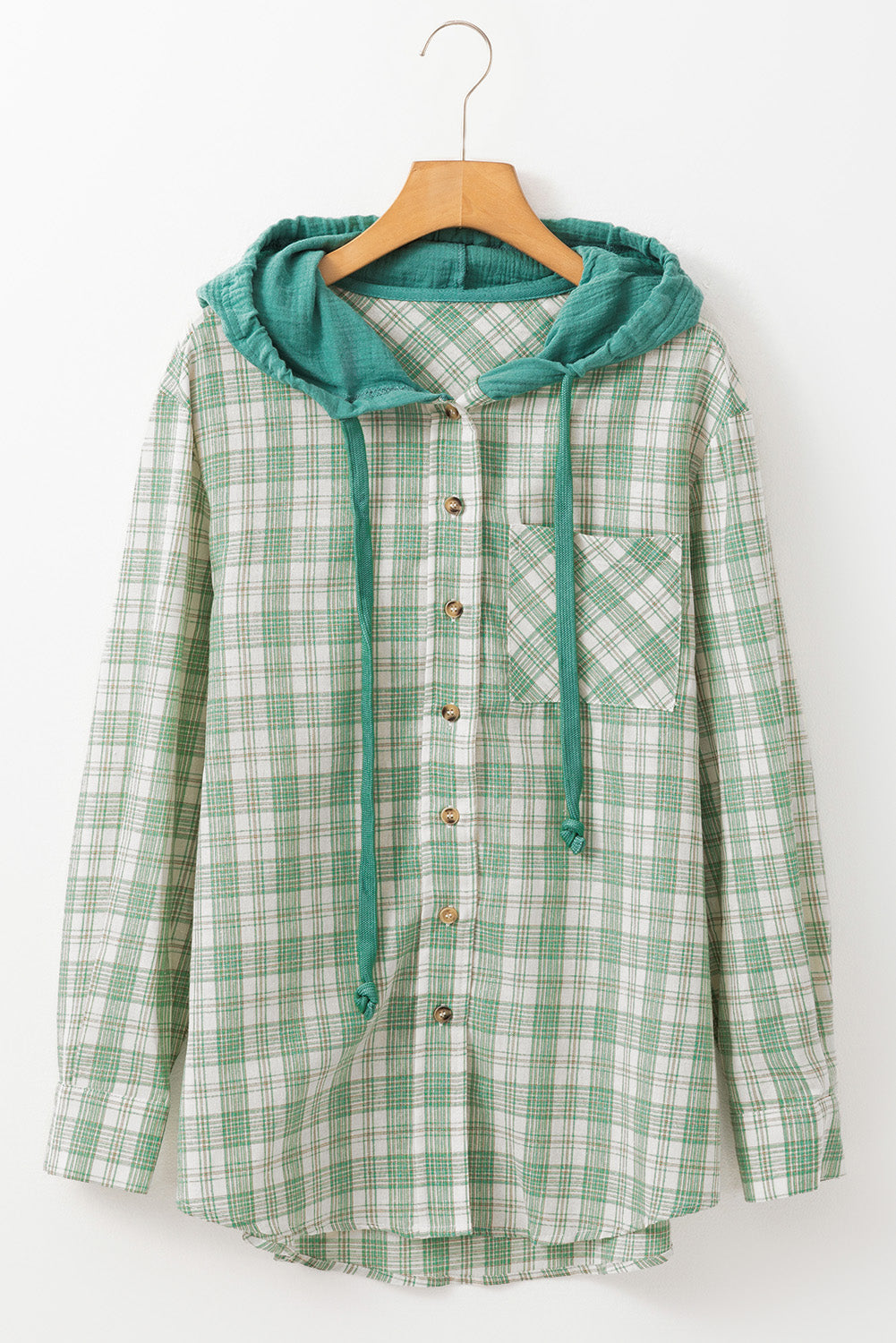 Loose Fit Buttoned Hooded Shacket