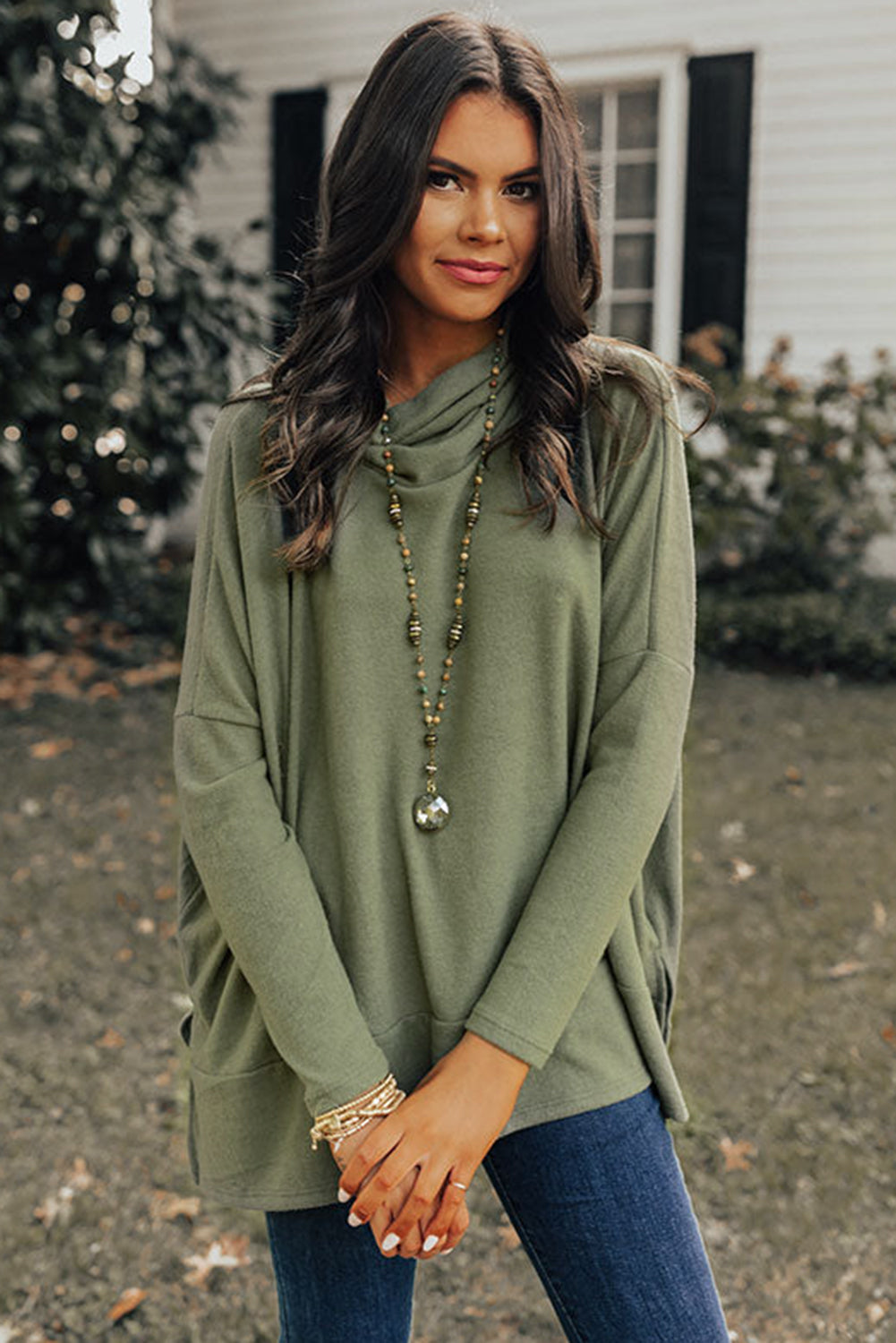 Cowl Neck Shift Tunic Top