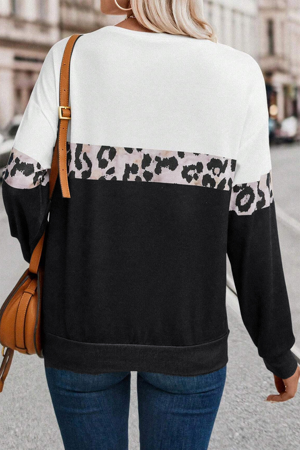 Colorblock Round Neck Long Sleeve Top