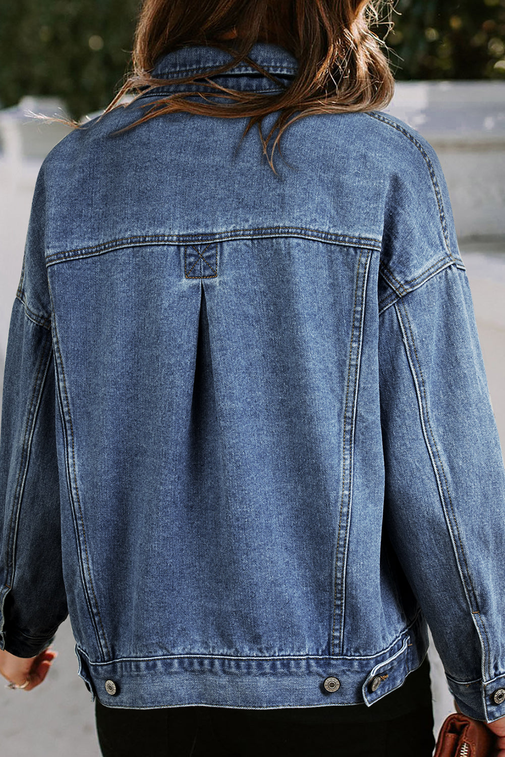 Dark Blue Washed Oversize Pocketed Denim Jacket - SMG Designs & Apparel LLC