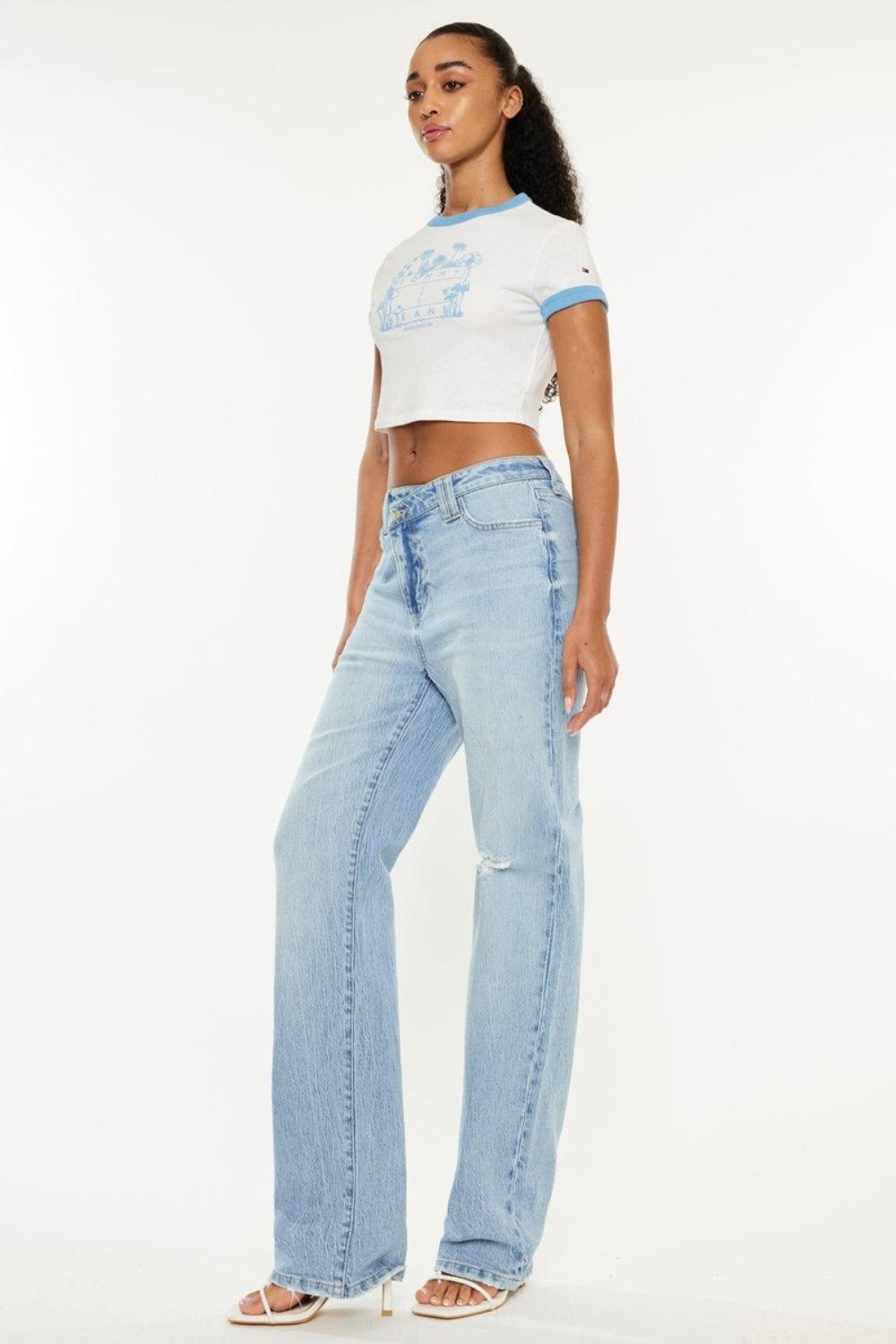 Kancan Distressed High Waist Straight Jeans - SMG Designs & Apparel LLC