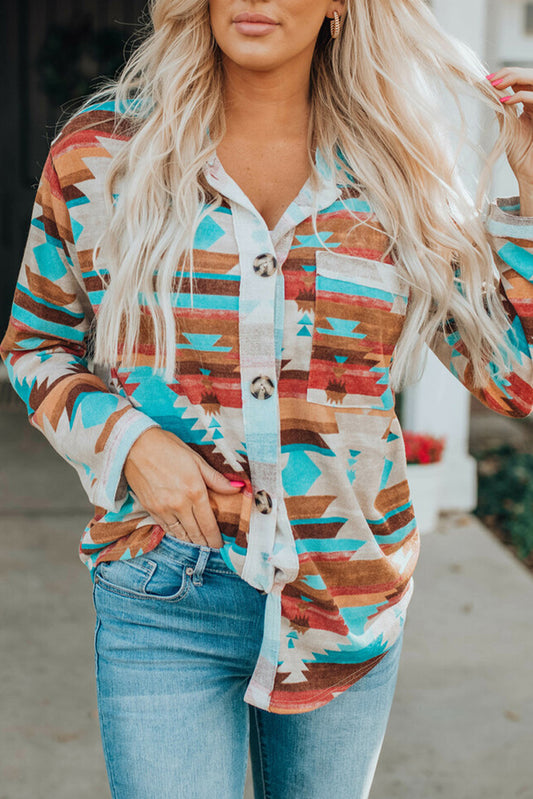 Aztec Print Long Sleeve Shirt